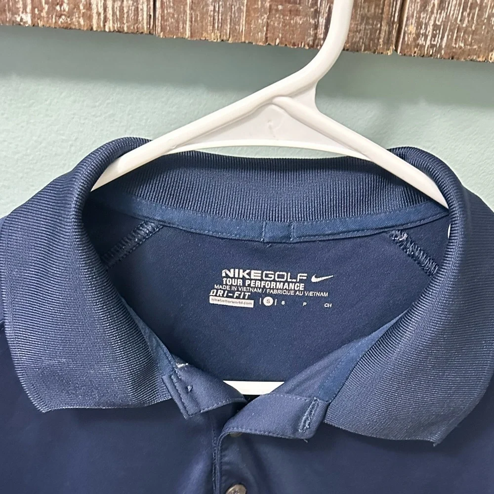 Nike Golf Polo Shirt Mens Small Blue Button Tour Performance Dri Fit Athletic